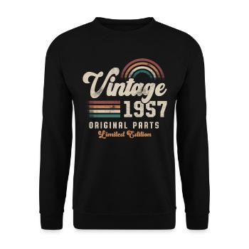 Millésime 1957 Anniversaire Rétro - Sweat-shirt Unisexe - noir - Devant - Alina (178cm) & Michal (187cm)