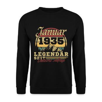 90 ans Gift Né en janvier 1935 - Sweat-shirt Unisexe - noir - Devant - Alina (178cm) & Michal (187cm)