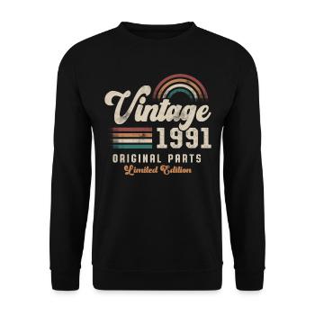 Millésime 1991 Anniversaire Rétro - Sweat-shirt Unisexe - noir - Devant - Alina (178cm) & Michal (187cm)