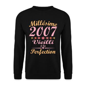 Millésime 2007 Femme Vintage Cadeau d’anniversaire - Sweat-shirt Unisexe - noir - Devant - Alina (178cm) & Michal (187cm)