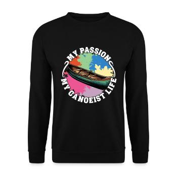 Canoeing My Passion My Canoeist Life Paddling - Unisex Sweatshirt - black - Front - Alina (178cm) & Michal (187cm)