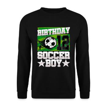 12th birthday Boy Soccer 12 Years Old Gifts - Unisex Pullover - Schwarz - Vorne - Alina (178cm) & Michal (187cm)