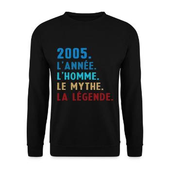 2005 Jahr Mann Mythos Legende - Unisex Pullover - Schwarz - Vorne - Alina (178cm) & Michal (187cm)