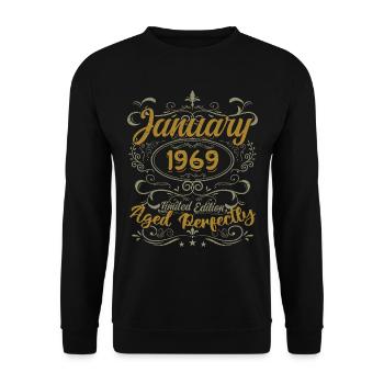 January Birthday Gift Born In January 1969 - Unisex Sweatshirt - black - Front - Alina (178cm) & Michal (187cm)
