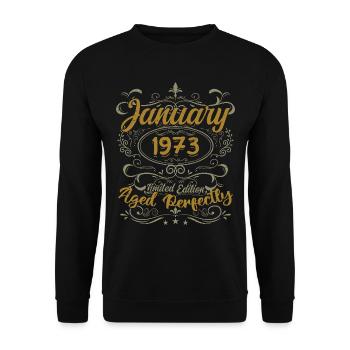 January Birthday Gift Born In January 1973 - Unisex Sweatshirt - black - Front - Alina (178cm) & Michal (187cm)