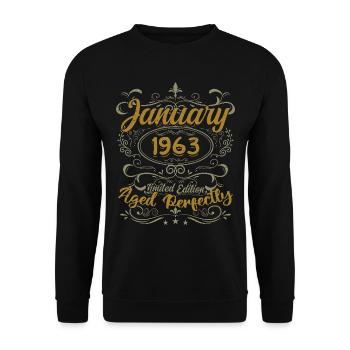 January Birthday Gift Born In January 1963 - Unisex Sweatshirt - black - Front - Alina (178cm) & Michal (187cm)