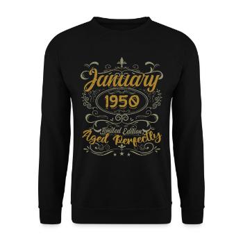 Janvier Cadeau D'anniversaire Nées En Janvier 1950 - Sweat-shirt Unisexe - noir - Devant - Alina (178cm) & Michal (187cm)