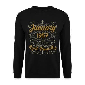 January Birthday Gift Born In January 1967 - Unisex Sweatshirt - black - Front - Alina (178cm) & Michal (187cm)