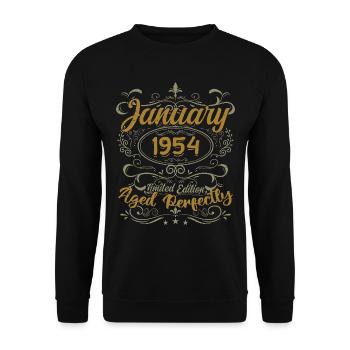 January Birthday Gift Born In January 1954 - Unisex Sweatshirt - black - Front - Alina (178cm) & Michal (187cm)