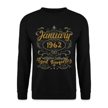 January Birthday Gift Born In January 1962 - Unisex Sweatshirt - black - Front - Alina (178cm) & Michal (187cm)