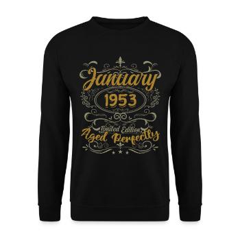 January Birthday Gift Born In January 1953 - Unisex Sweatshirt - black - Front - Alina (178cm) & Michal (187cm)