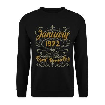 January Birthday Gift Born In January 1972 - Unisex Sweatshirt - black - Front - Alina (178cm) & Michal (187cm)