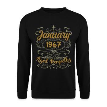 Janvier Cadeau D'anniversaire Nées En Janvier 1967 - Sweat-shirt Unisexe - noir - Devant - Alina (178cm) & Michal (187cm)