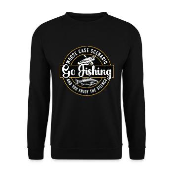 Kayak Fishing Worse Case Scenario Go Paddling - Unisex Sweatshirt - black - Front - Alina (178cm) & Michal (187cm)