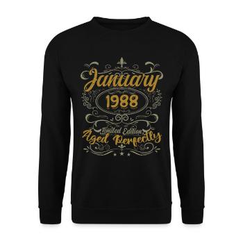 January Birthday Gift Born In January 1988 - Unisex Sweatshirt - black - Front - Alina (178cm) & Michal (187cm)