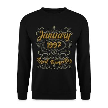 January Birthday Gift Born In January 1997 - Unisex Sweatshirt - black - Front - Alina (178cm) & Michal (187cm)