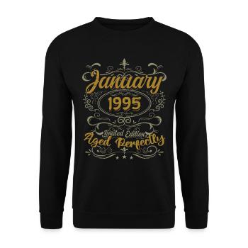 January Birthday Gift Born In January 1995 - Unisex Sweatshirt - black - Front - Alina (178cm) & Michal (187cm)