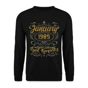 January Birthday Gift Born In January 1985 - Unisex Sweatshirt - black - Front - Alina (178cm) & Michal (187cm)