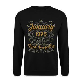 January Birthday Gift Born In January 1975 - Unisex Sweatshirt - black - Front - Alina (178cm) & Michal (187cm)