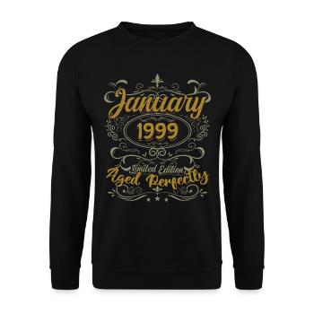 Janvier Cadeau D'anniversaire Nées En Janvier 1999 - Sweat-shirt Unisexe - noir - Devant - Alina (178cm) & Michal (187cm)