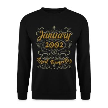 January Birthday Gift Born In January 2002 - Unisex Sweatshirt - black - Front - Alina (178cm) & Michal (187cm)