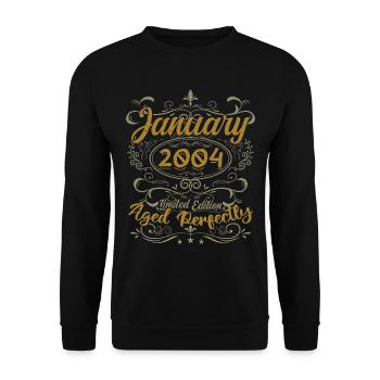 January Birthday Gift Born In January 2004 - Unisex Sweatshirt - black - Front - Alina (178cm) & Michal (187cm)