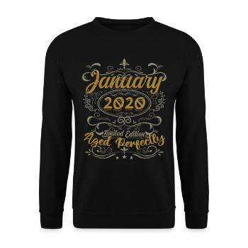 January Birthday Gift Born In January 2020 - Unisex Sweatshirt - black - Front - Alina (178cm) & Michal (187cm)
