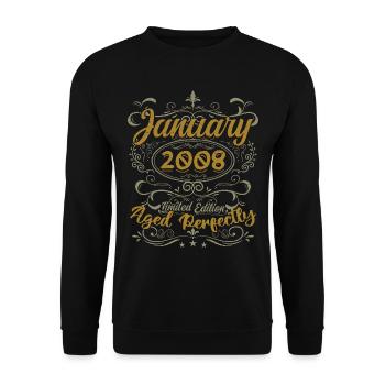 January Birthday Gift Born In January 2008 - Unisex Sweatshirt - black - Front - Alina (178cm) & Michal (187cm)