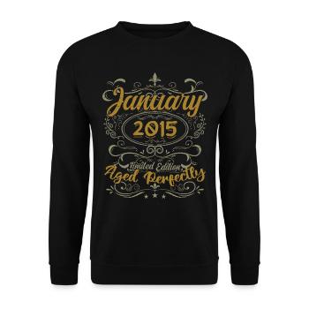 Janvier Cadeau D'anniversaire Nées En Janvier 2015 - Sweat-shirt Unisexe - noir - Devant - Alina (178cm) & Michal (187cm)