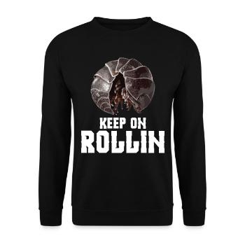 Entomologist Keep on rollin Insect Owner Rollie - Unisex Pullover - Schwarz - Vorne - Alina (178cm) & Michal (187cm)