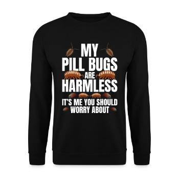 Entomologist Pill Bug Illustration Outfit - Unisex Pullover - Schwarz - Vorne - Alina (178cm) & Michal (187cm)