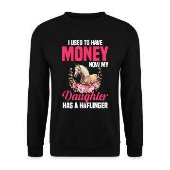 Propriétaire de cheval Argent Ma fille a un haflinger - Sweat-shirt Unisexe - noir - Devant - Alina (178cm) & Michal (187cm)