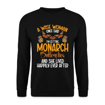monarque, papillon, maman, entomologiste, asclépiade, insecte - Sweat-shirt Unisexe - noir - Devant - Alina (178cm) & Michal (187cm)