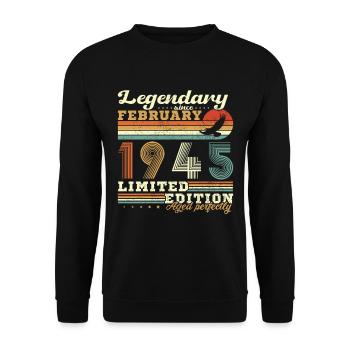Febrero 1945 Vintage Cumpleaños 1945 Regalo - Unisex Sweatshirt - black - Front - Alina (178cm) & Michal (187cm)