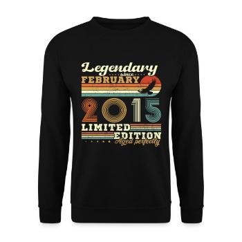 February 2015 Vintage Birthday 2015 Gift - Unisex Sweatshirt - black - Front - Alina (178cm) & Michal (187cm)
