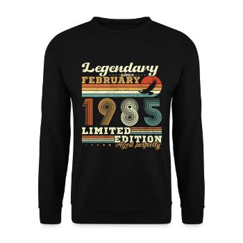 Février 1985 Vintage Anniversaire 1985 Cadeau - Sweat-shirt Unisexe - noir - Devant - Alina (178cm) & Michal (187cm)