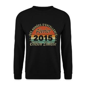 February 2015 Vintage Birthday 2015 Gift - Unisex Sweatshirt - black - Front - Alina (178cm) & Michal (187cm)