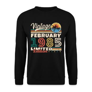 Février 1985 Vintage Anniversaire 1985 Cadeau - Sweat-shirt Unisexe - noir - Devant - Alina (178cm) & Michal (187cm)