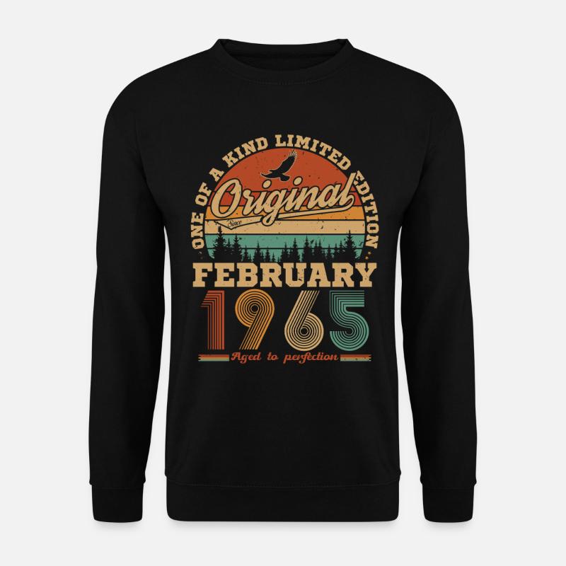 Februar 1965 Vintage Geburtstag 1965 Geschenk - Unisex Pullover - Schwarz