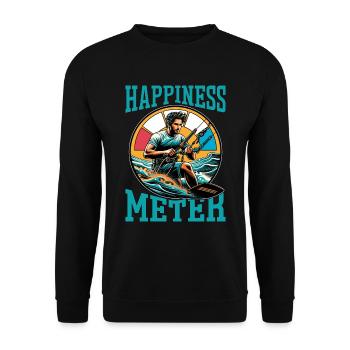 Kiteboarding Happiness Meter Water Sports Surfing - Unisex Pullover - Schwarz - Vorne - Alina (178cm) & Michal (187cm)