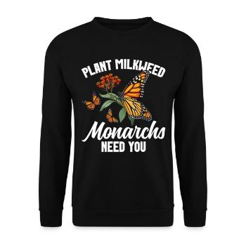 Butterflies The Monarch Milkweed Monarch Butterfly - Unisex Sweatshirt - black - Front - Alina (178cm) & Michal (187cm)