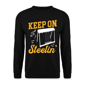 Country Music steelin Pedal Steel Guitarist - Unisex Pullover - Schwarz - Vorne - Alina (178cm) & Michal (187cm)
