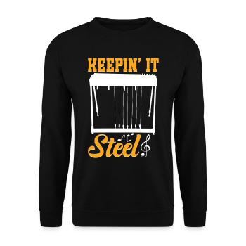 Country Music steelin Pedal Steel Guitarist - Unisex Pullover - Schwarz - Vorne - Alina (178cm) & Michal (187cm)