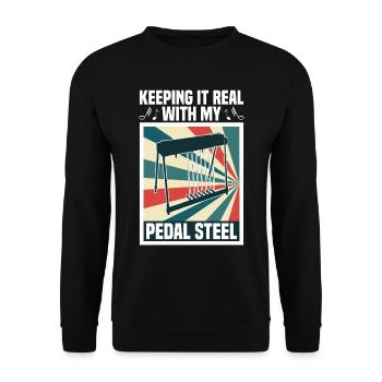 Country Music steelin Pedal Steel Guitarist - Unisex Pullover - Schwarz - Vorne - Alina (178cm) & Michal (187cm)
