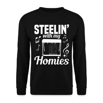 Country Music steelin Pedal Steel Guitarist - Unisex Pullover - Schwarz - Vorne - Alina (178cm) & Michal (187cm)