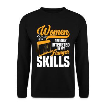 Country Music steelin Pedal Steel Guitarist - Unisex Pullover - Schwarz - Vorne - Alina (178cm) & Michal (187cm)