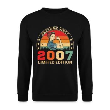 2007 Geburtstagskind Limited Edition Vintage - Unisex Pullover - Schwarz - Vorne - Alina (178cm) & Michal (187cm)