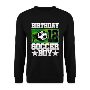 12th birthday Boy Soccer 12 Years Old Gifts - Unisex Pullover - Schwarz - Vorne - Alina (178cm) & Michal (187cm)