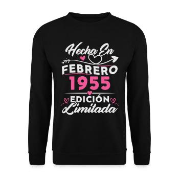 70th Birthday Woman 70 Years Made In 1955 February - Unisex Sweatshirt - black - Front - Alina (178cm) & Michal (187cm)
