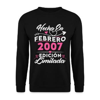 18th Birthday Female 18 years old Made In 2007 February - Unisex Sweatshirt - black - Front - Alina (178cm) & Michal (187cm)